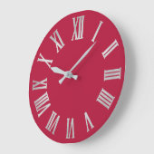 Rasbessen Roos Silver Metallic Gray Roman Numbers Grote Klok (Hoek)