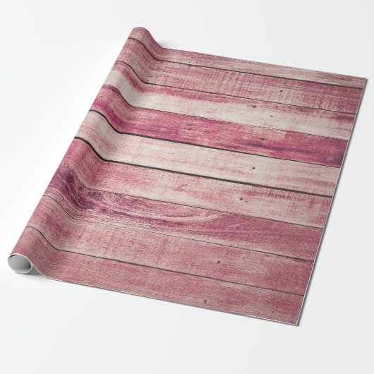 Rasbessen Rustic Grungy Roos Pink Paste Wood Cadeaupapier (Uitgerold)