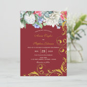 Rasbessen White Blue Pink Gold Swirls Botanisch Kaart (Staand voorkant)