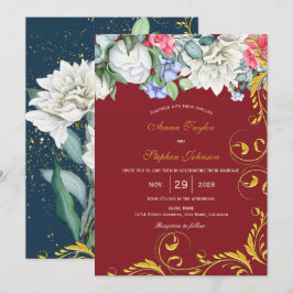 Rasbessen White Blue Pink Gold Swirls Botanisch Kaart