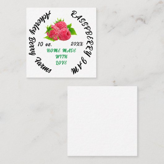 Rasbessenjam behoudt gepersonaliseerde klassieke C Vierkante Visitekaartje (Voorkant / Achterkant)