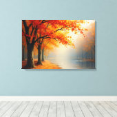 Raschelndes Herbstlaub im Wind Canvas Afdruk (Insitu (Houten vloer))