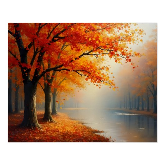 Raschelndes Herbstlaub im Wind Perfect Poster (Voorkant)