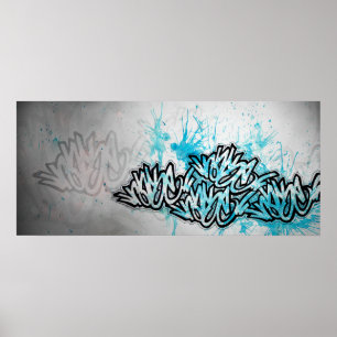 Rase Afdrukblauw Poster
