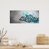 Rase Afdrukblauw Poster (Keuken)