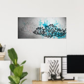 Rase Afdrukblauw Poster (Thuiskantoor)