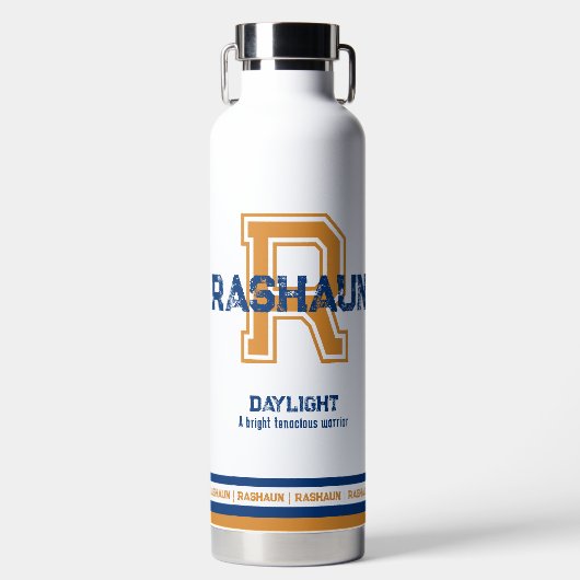 Rashaun-naam betekent sportmonogram waterfles (Voorkant)