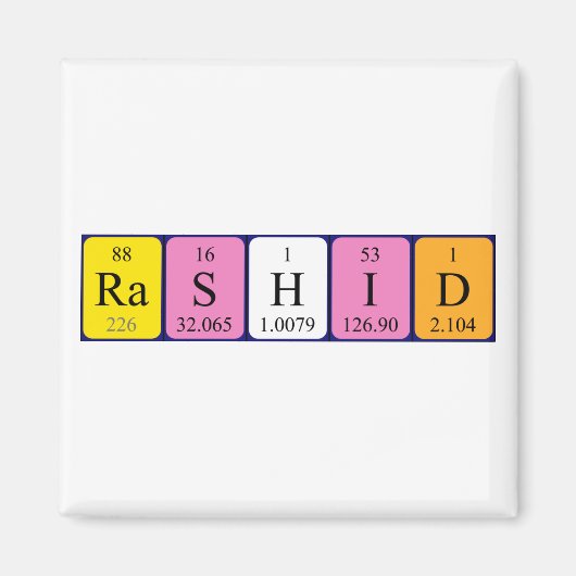 Rashid periodieke tabelnaam magneet (Voorkant)