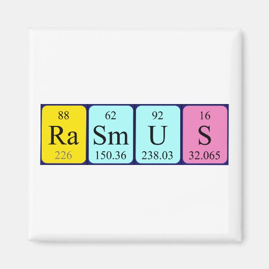 Rasmus periodiek table name magnet (Voorkant)