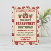 Raspberry 1e verjaardagsfeestje Berry eerste foto Kaart (Staand voorkant)