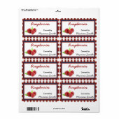 Raspberry aangepaste inblikken etiketten (Full Sheet)