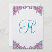 Raspberry & Aqua on Ice Paisley Wedding Invitation Kaart (Voorkant)