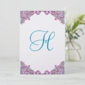 Raspberry & Aqua on Ice Paisley Wedding Invitation Kaart (Staand voorkant)