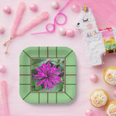 "Raspberry bee Balm" Square Wedding Papieren Bordje (Feest)