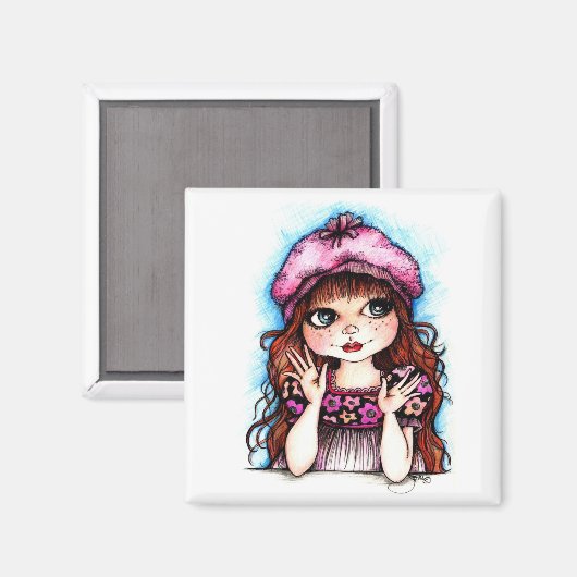 Raspberry beret...een Franse verbinding Magneet (Voorkant / Achterkant)