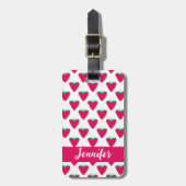 Raspberry Berry Pattern Pink Personalize Bagagelabel (Voorkant verticaal)
