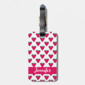 Raspberry Berry Pattern Pink Personalize Bagagelabel (Achterkant verticaal)