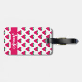 Raspberry Berry Pattern Pink Personalize Bagagelabel (Achterkant horizontaal)