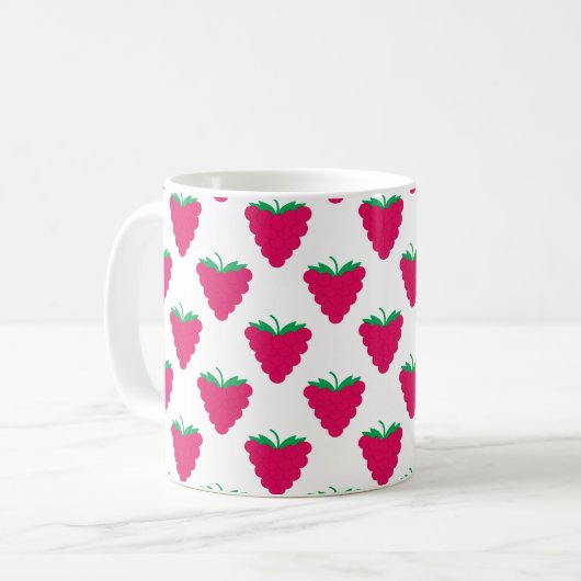 Raspberry Berry Pink Fruit Pattern Koffiemok (Voorkant links)