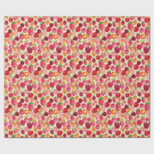 Raspberry Berry Zomer Waterverf Cadeaupapier