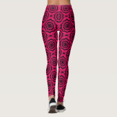 Raspberry Black Flower Naadloos Patroon Leggings (Achterkant)
