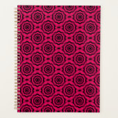 Raspberry Black Flower Naadloos Patroon Planner (Voorkant)