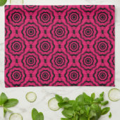 Raspberry Black Flower Naadloos Patroon Theedoek (Gevouwen)