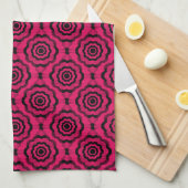 Raspberry Black Flower Naadloos Patroon Theedoek (Quarter Fold)