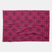 Raspberry Black Flower Naadloos Patroon Theedoek (Horizontaal)