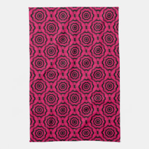 Raspberry Black Flower Naadloos Patroon Theedoek