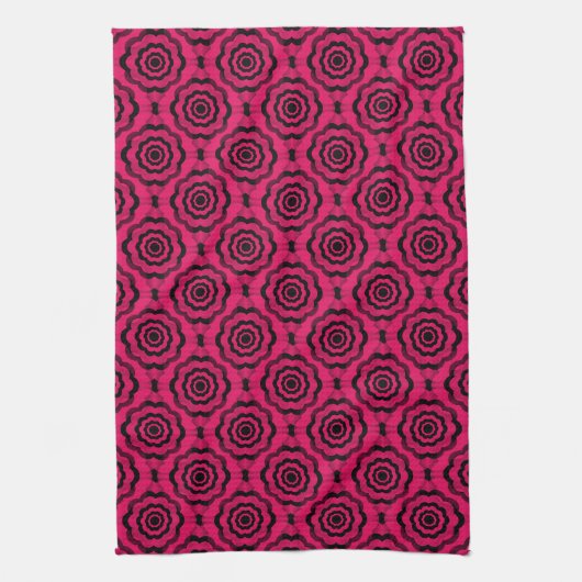 Raspberry Black Flower Naadloos Patroon Theedoek (Verticaal)