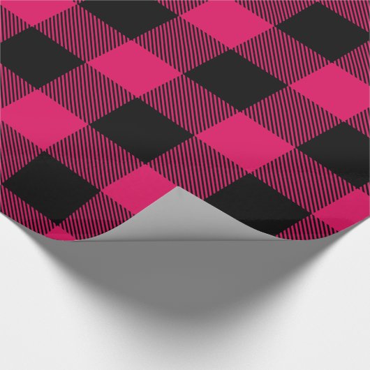 Raspberry Black Huge Buffalo Play Lumberjack Cadeaupapier (Hoek)