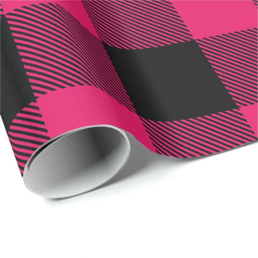 Raspberry Black Huge Buffalo Play Lumberjack Cadeaupapier (Rol Hoek)