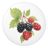 Raspberry Blackberry Fruit Illustratie Waterverf Keramische Knop (Voorkant)