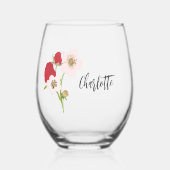 Raspberry Bloemen Boeket Aangepaste naam Wijnglas Zonder Voet (Voorkant)