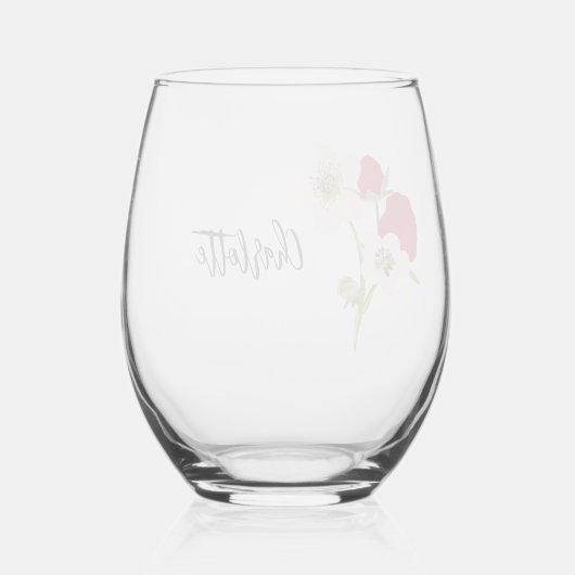 Raspberry Bloemen Boeket Aangepaste naam Wijnglas Zonder Voet (Achterkant)