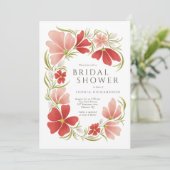 Raspberry & Blush Bold Bloemen Douche Uitnodiging (Staand voorkant)