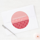 Raspberry Blush Pink Damask Wedding Ronde Sticker (Envelop)