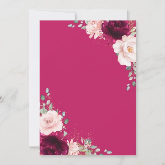 Raspberry Blush Roze Rose Bloemen Geometrische Bru Kaart (Achterkant)