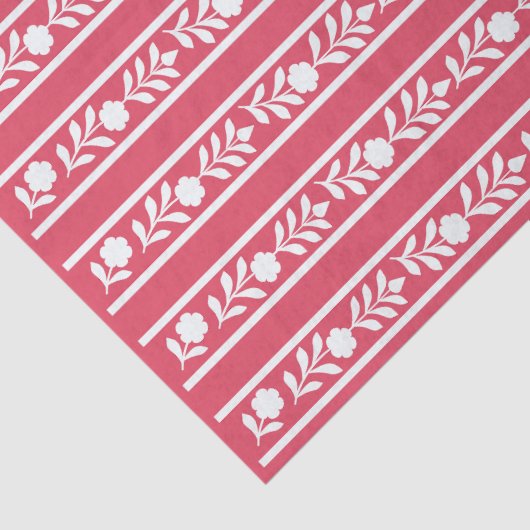 Raspberry Bone Inlay Floral Border Decoupage Paper Tissuepapier (Detail)