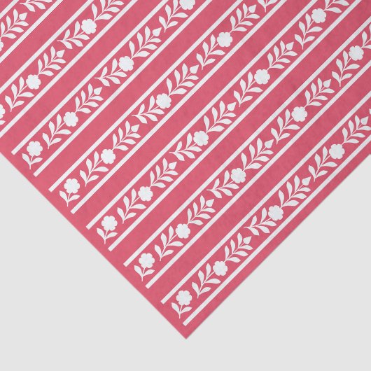 Raspberry Bone Inlay Floral Border Decoupage Paper Tissuepapier (Detail)