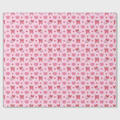 Raspberry & Bow Patroon Wrapping Papierrol Cadeaupapier (Vlak)