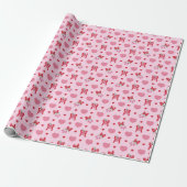 Raspberry & Bow Patroon Wrapping Papierrol Cadeaupapier (Uitgerold)