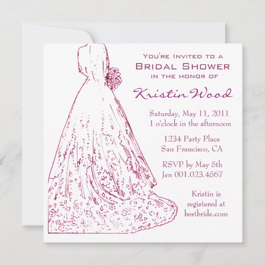 Raspberry Bridal Shower-uitnodiging Kaart (Voorkant)