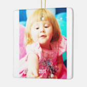 Raspberry Bright Pink Stippen Foto Ornament (Links)