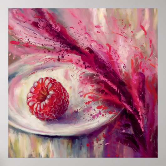 Raspberry Burst - Stijlvolle Abstracte stilleven k Poster (Voorkant)