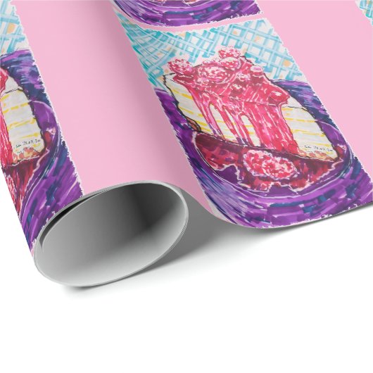 Raspberry Cake Cadeaupapier (Rol Hoek)