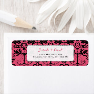 Raspberry  Chandelier Damask Return Address Etiket