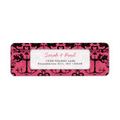 Raspberry  Chandelier Damask Return Address Etiket (Voorkant)