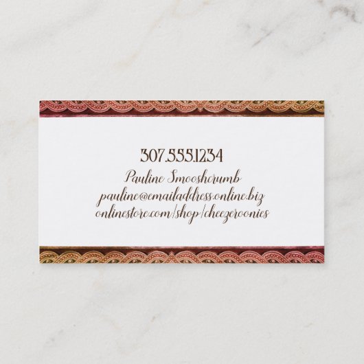 Raspberry cheesecake bakkerij bruiloft visitekaartje (Achterkant)